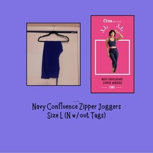 ZYIA Navy Confluence Zipper Joggers (L) N w/out tag